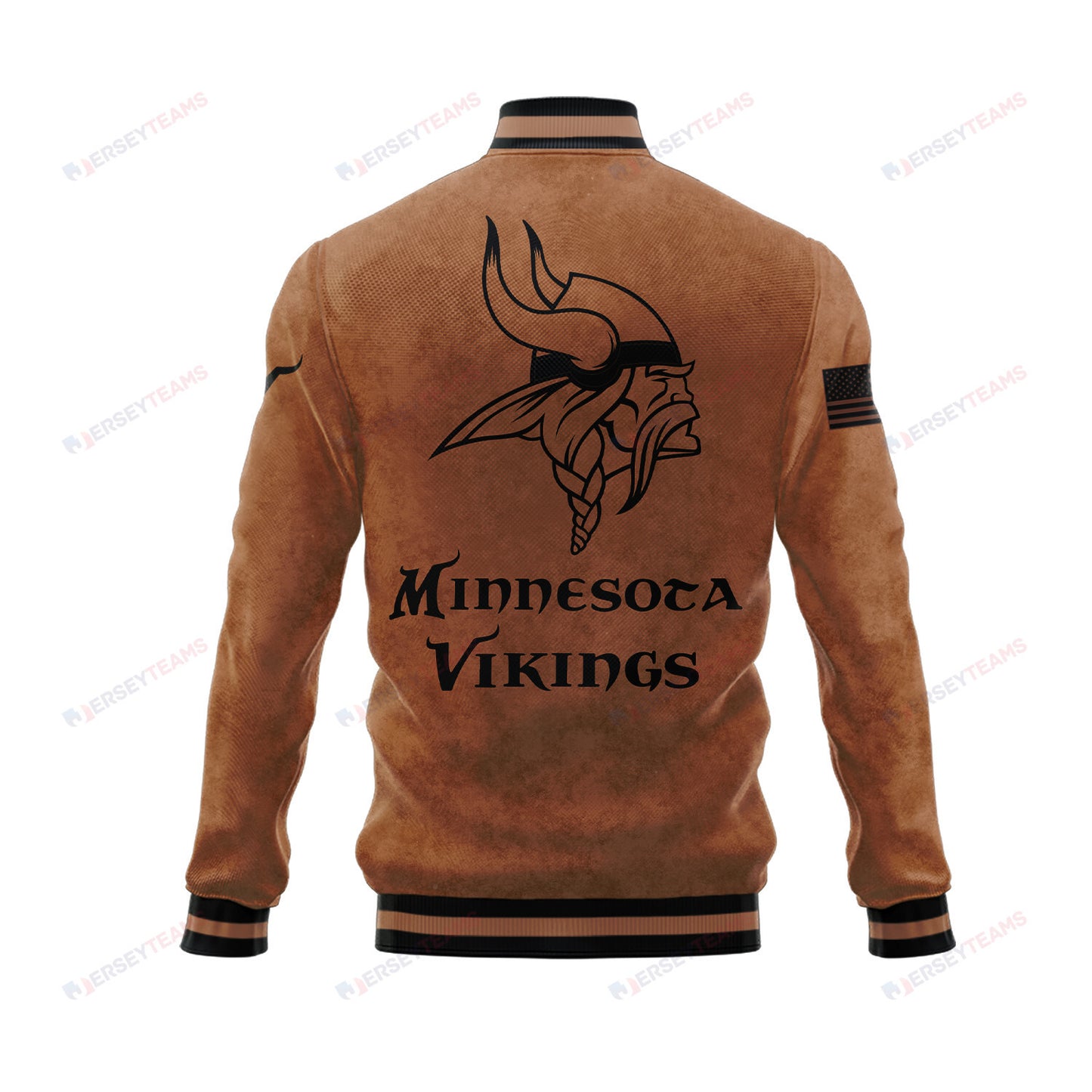 Minnesota Vikings 2023 Salute To Service Club Baseball Jacket Varsity Jacket - Brown - All-Over-Printed Jacket