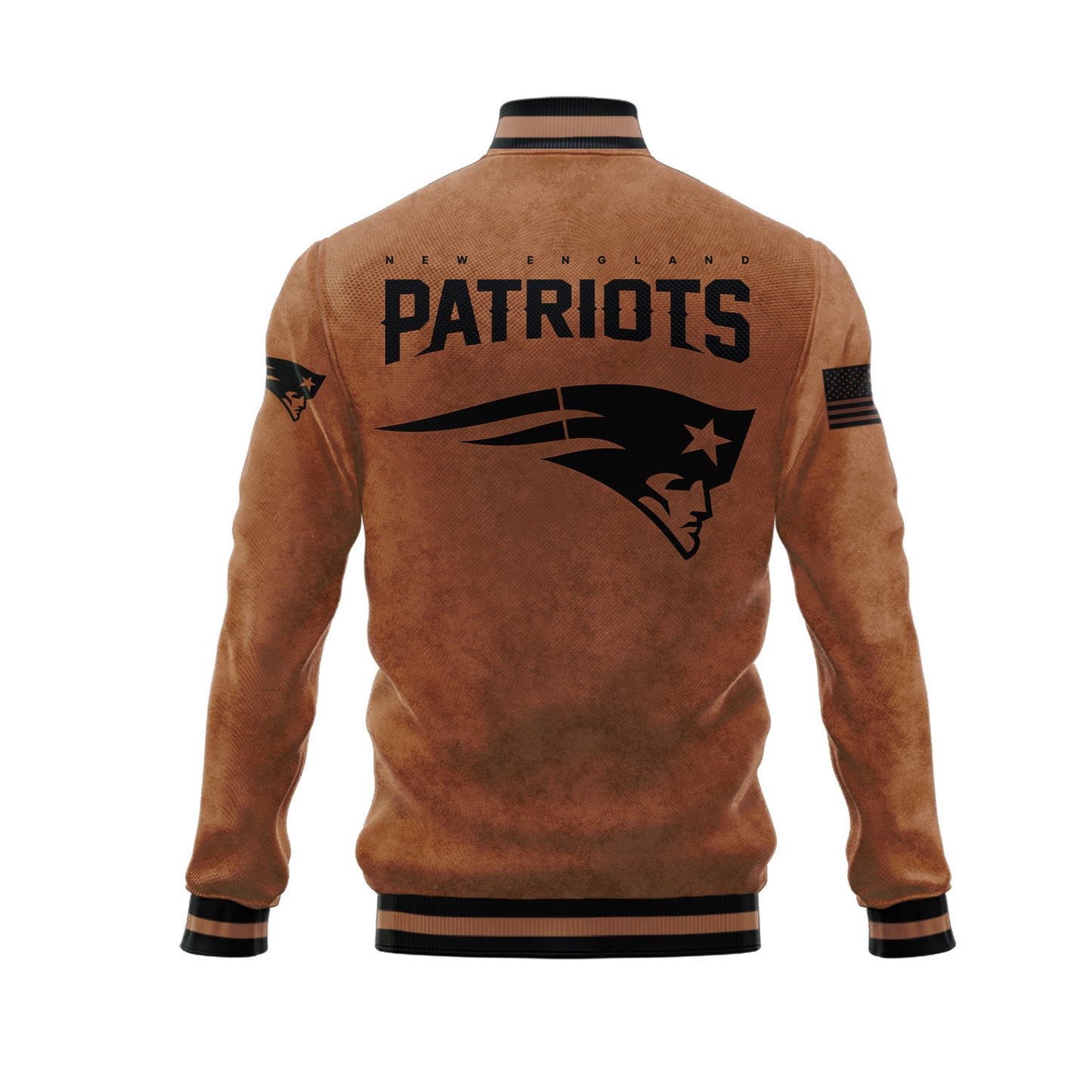New England Patriots 2023 Salute To Service Club Baseball Jacket Varsity Jacket - Brown - All-Over-Printed Jacket