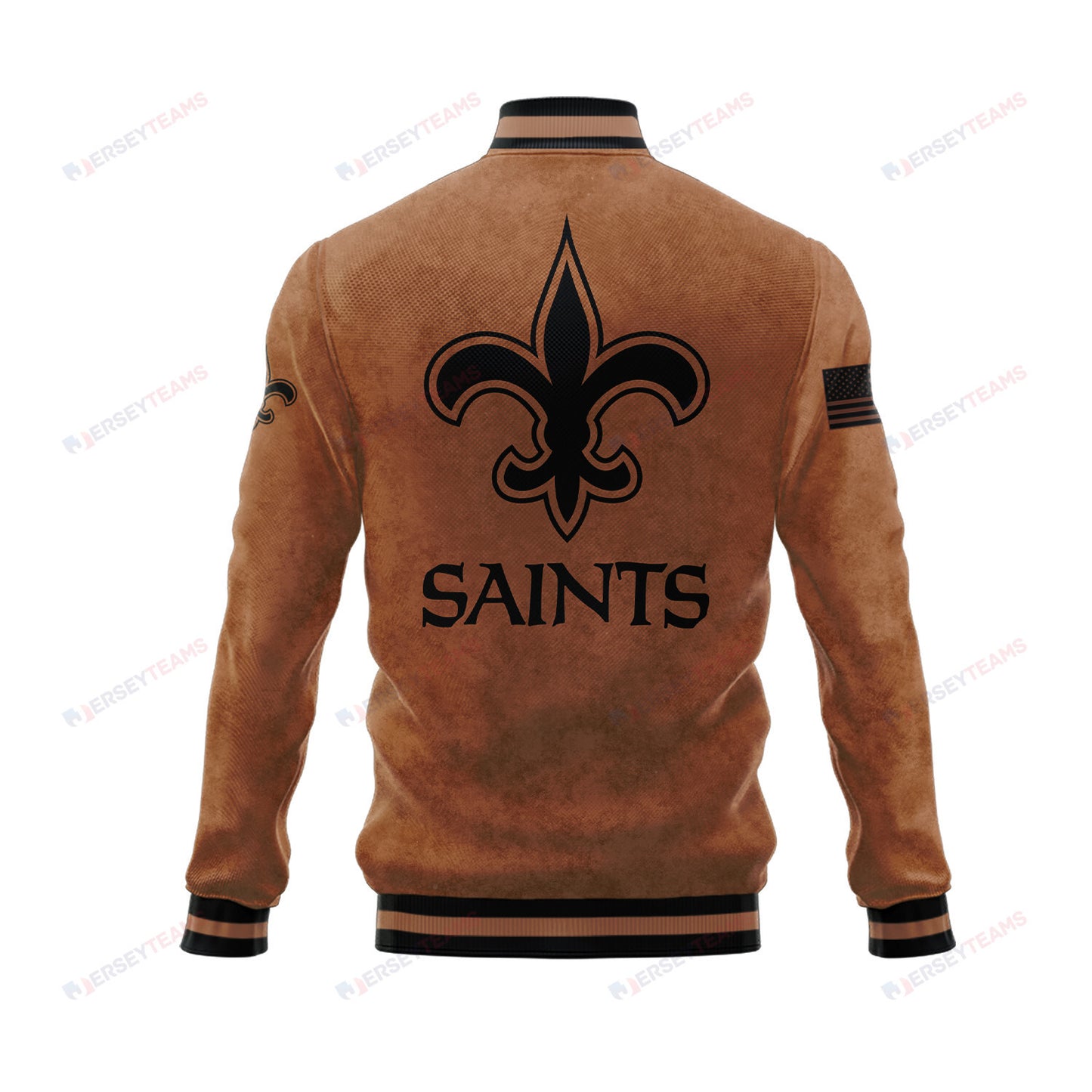 New Orleans Saints 2023 Salute To Service Club Baseball Jacket Varsity Jacket - Brown - All-Over-Printed Jacket