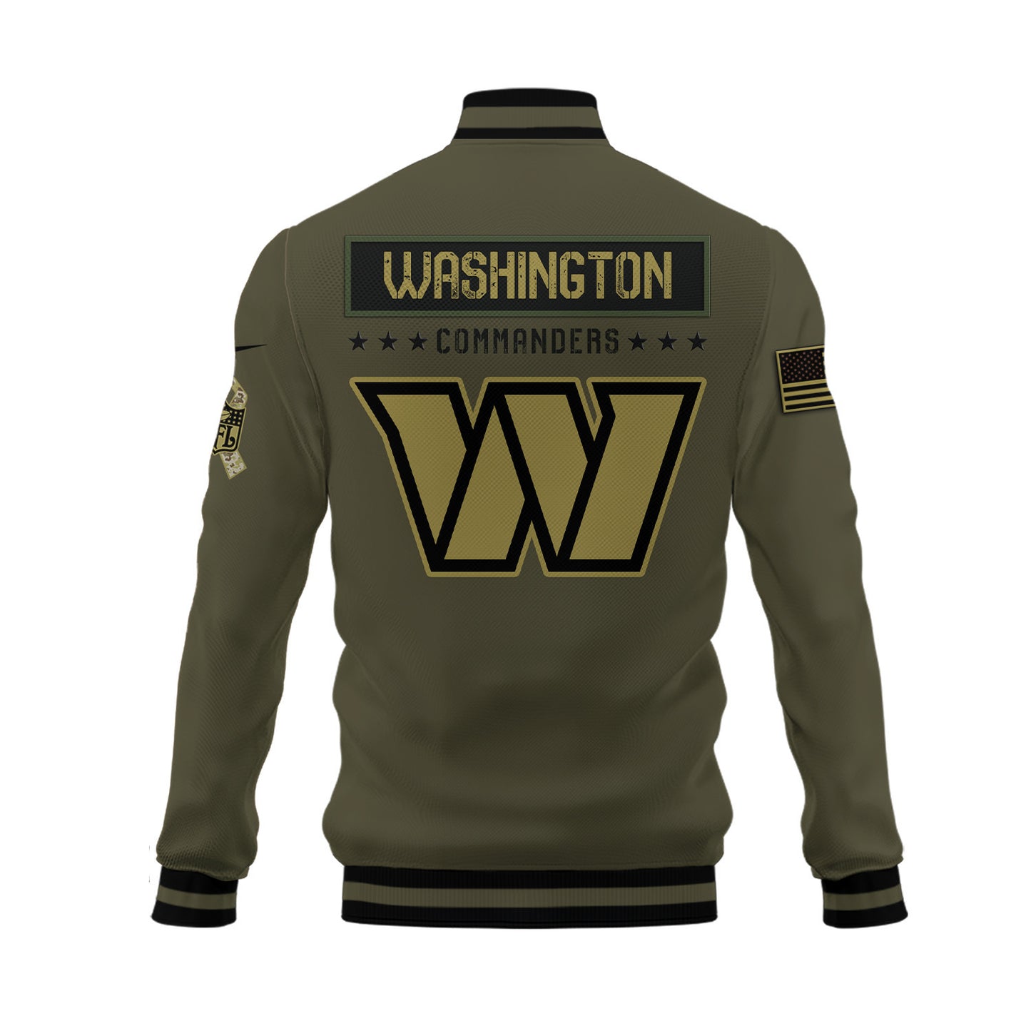 Washington Commanders 2023 Salute To Service Club Baseball Jacket Varsity Jacket - Green - All-Over-Printed Jacket