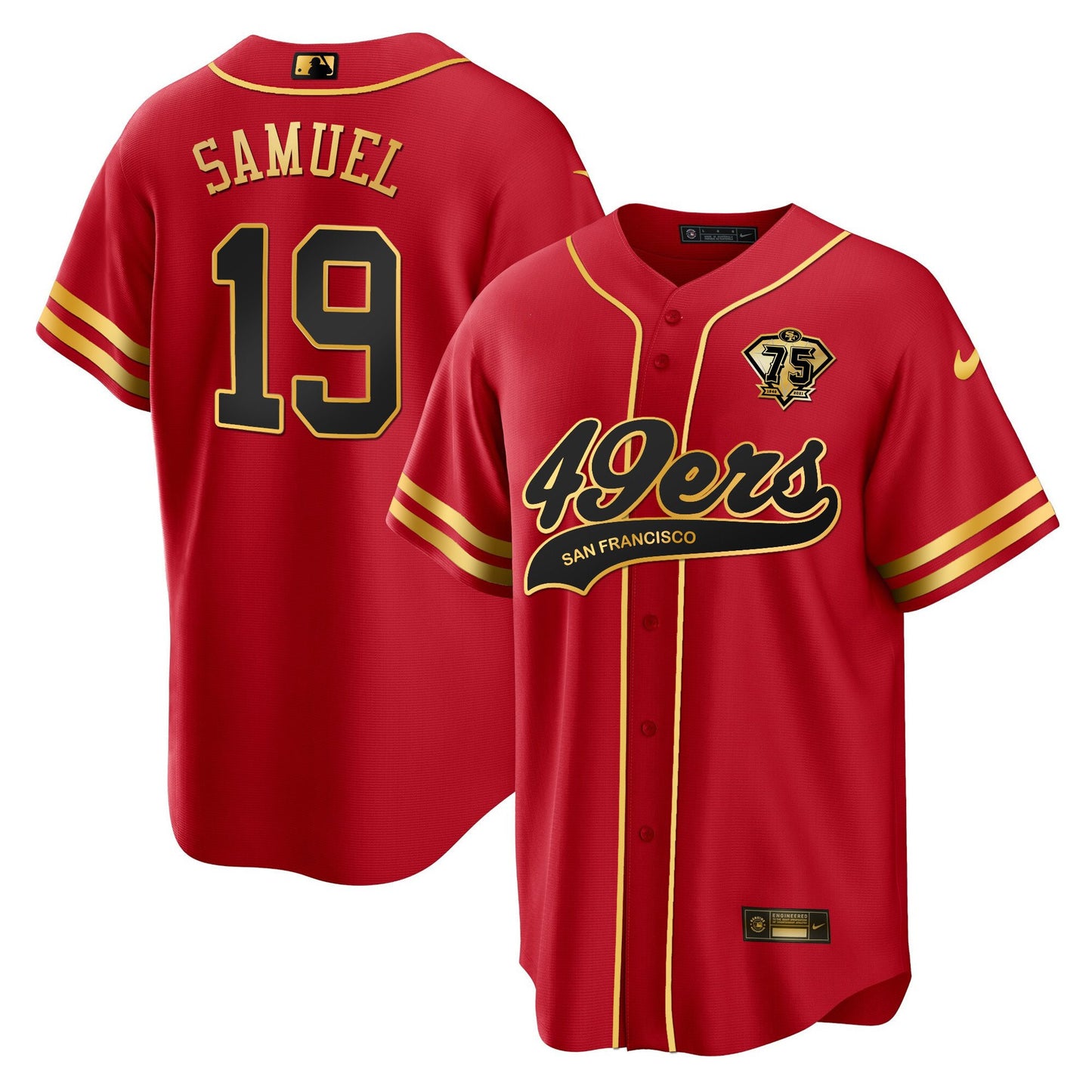 Deebo Samuel 19 San Francisco 49ers Baseball Men Jersey - Black Red