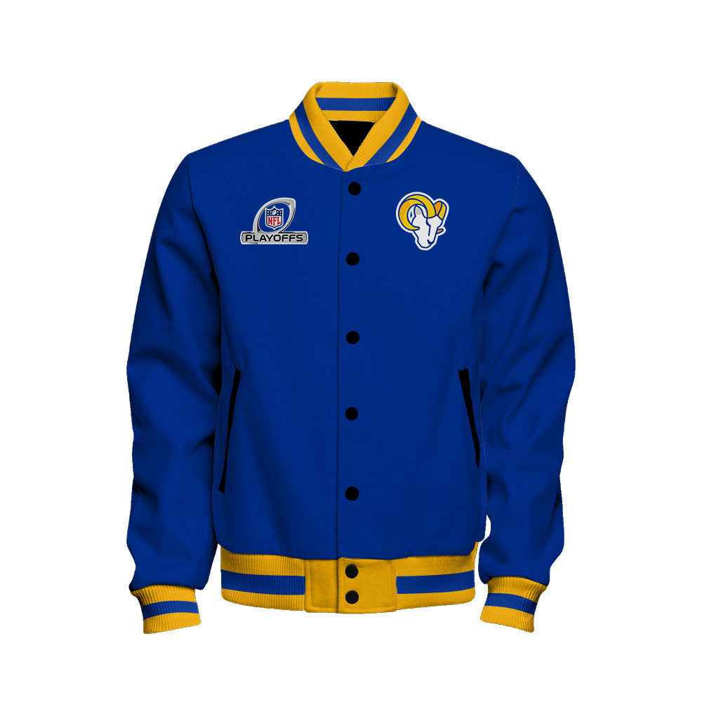 Los Angeles Rams 2023 NFL Playoffs Iconic Baseball Jacket - Royal - All-Over-Printed Jacket