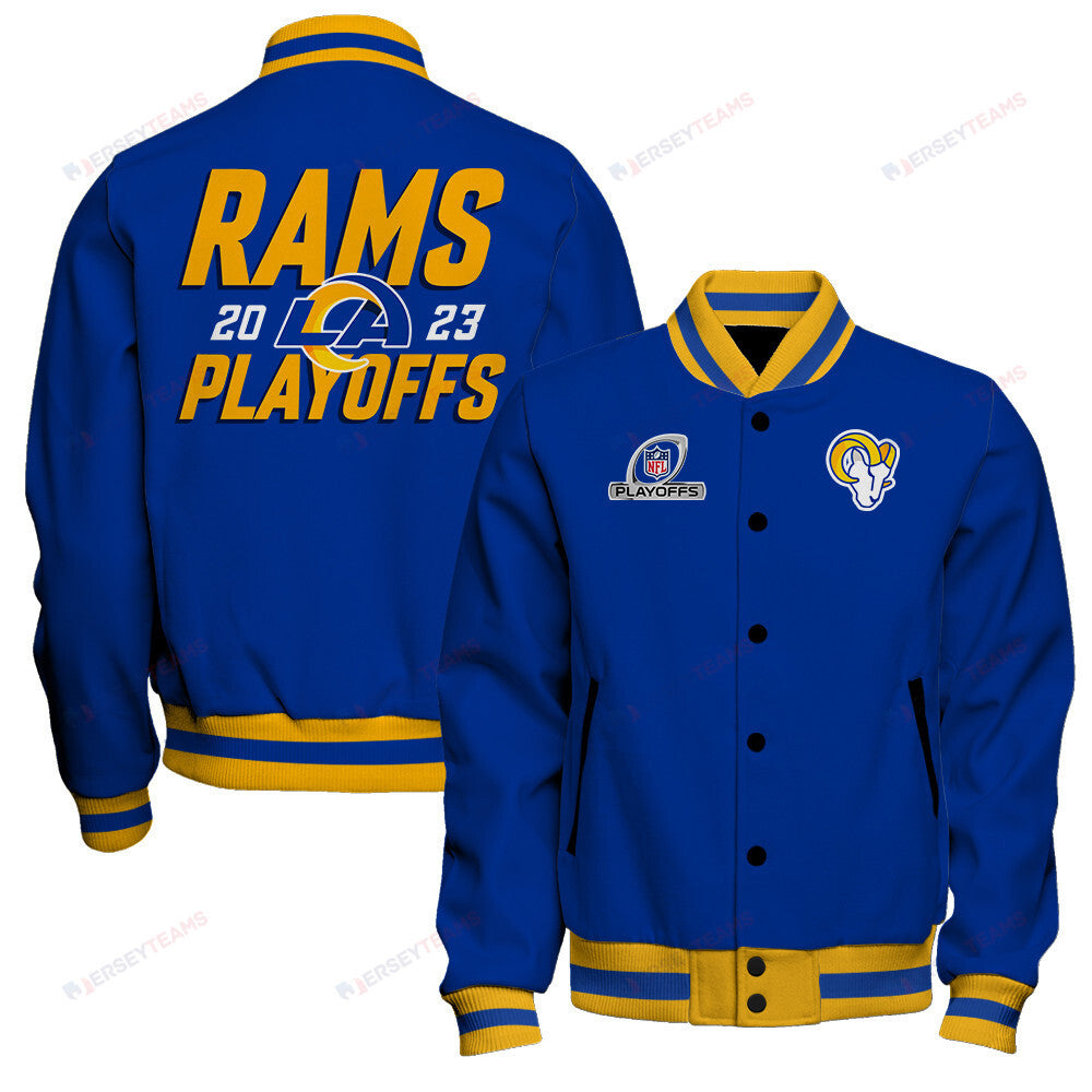Los Angeles Rams 2023 NFL Playoffs Iconic Baseball Jacket - Royal - All-Over-Printed Jacket