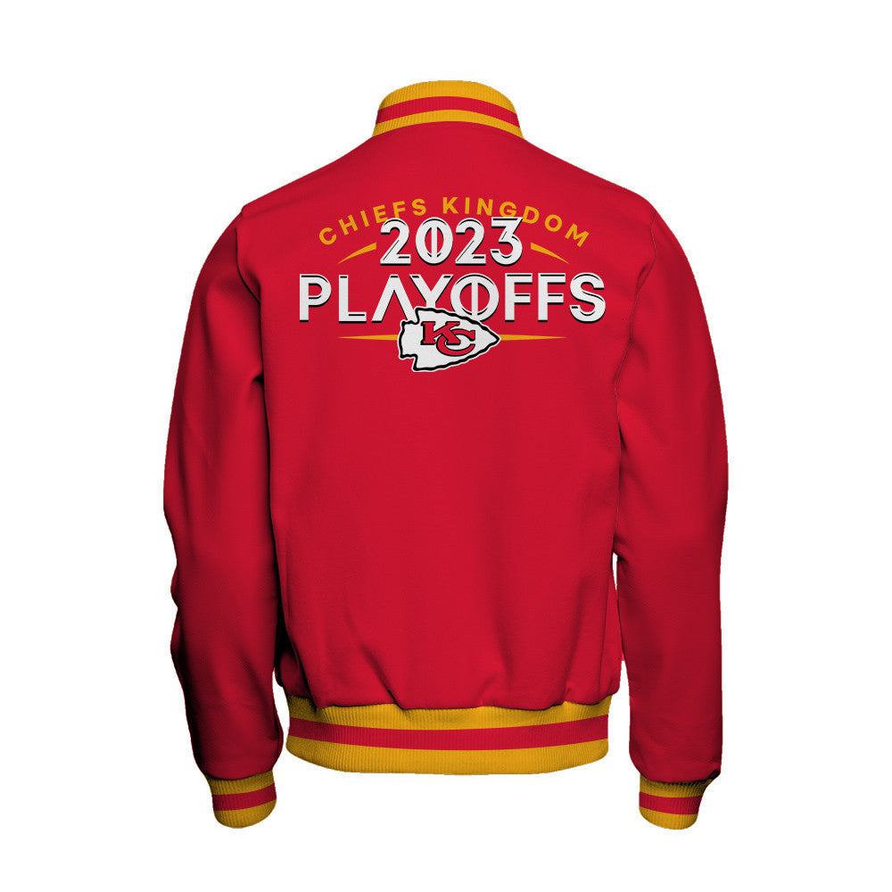 Kansas City Chiefs Chiefs Kingdom 2023 Playoffs Baseball Jacket - Red - All-Over-Printed Jacket