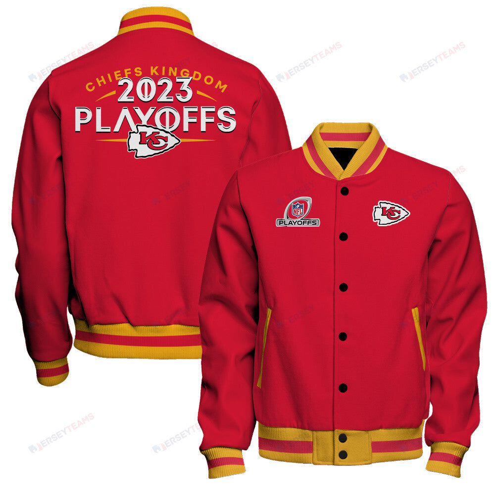 Kansas City Chiefs Chiefs Kingdom 2023 Playoffs Baseball Jacket - Red - All-Over-Printed Jacket