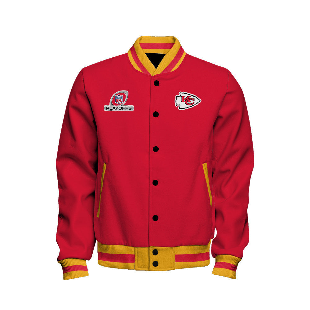 Kansas City Chiefs 2023 Playoffs Iconic Baseball Jacket - Red - All-Over-Printed Jacket