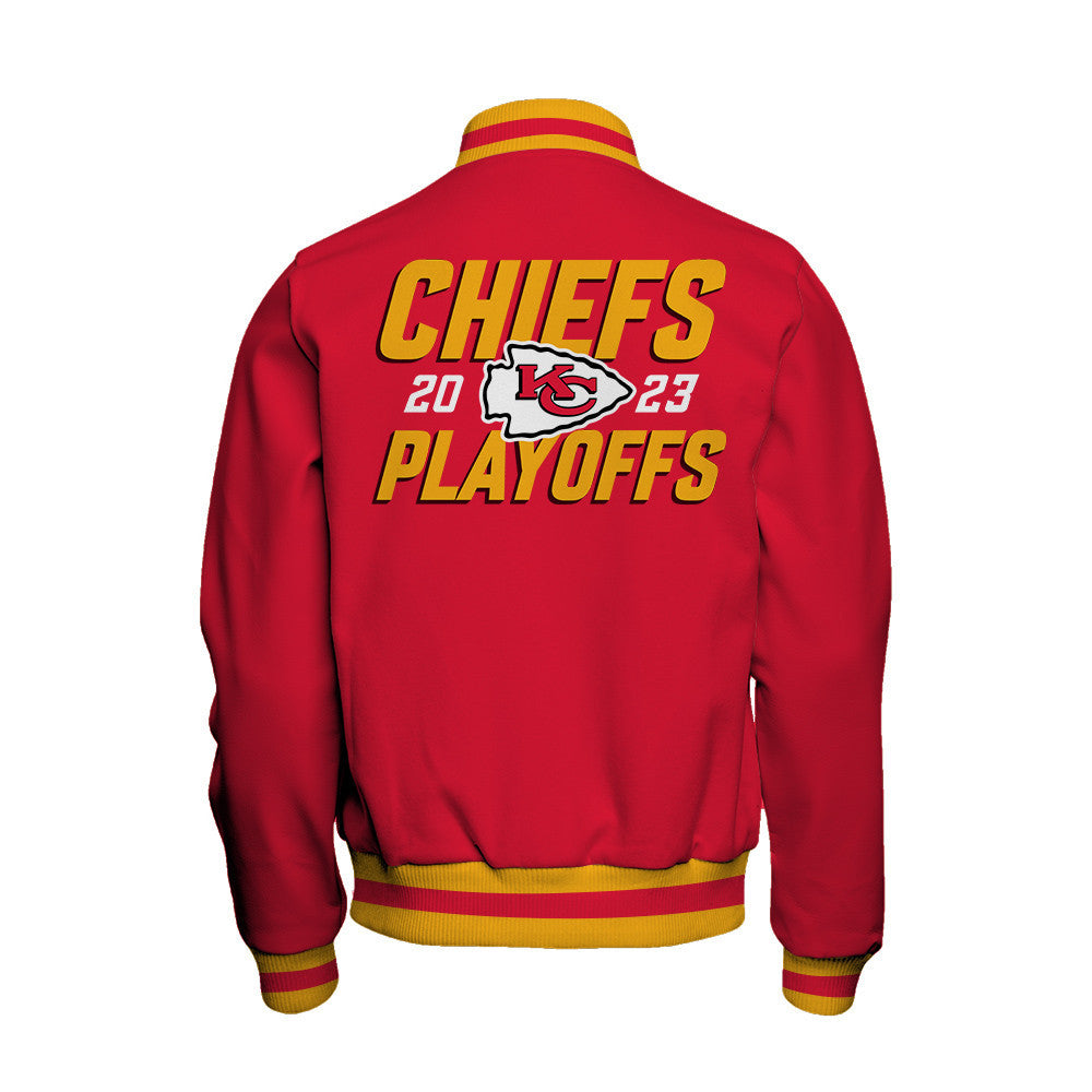 Kansas City Chiefs 2023 Playoffs Iconic Baseball Jacket - Red - All-Over-Printed Jacket