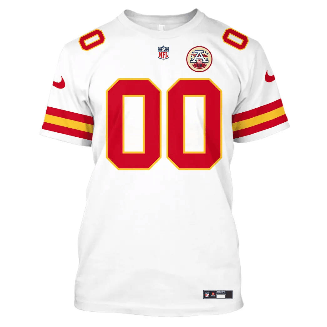 Kansas City Chiefs Custom Name Number All Over Print T-shirt - White