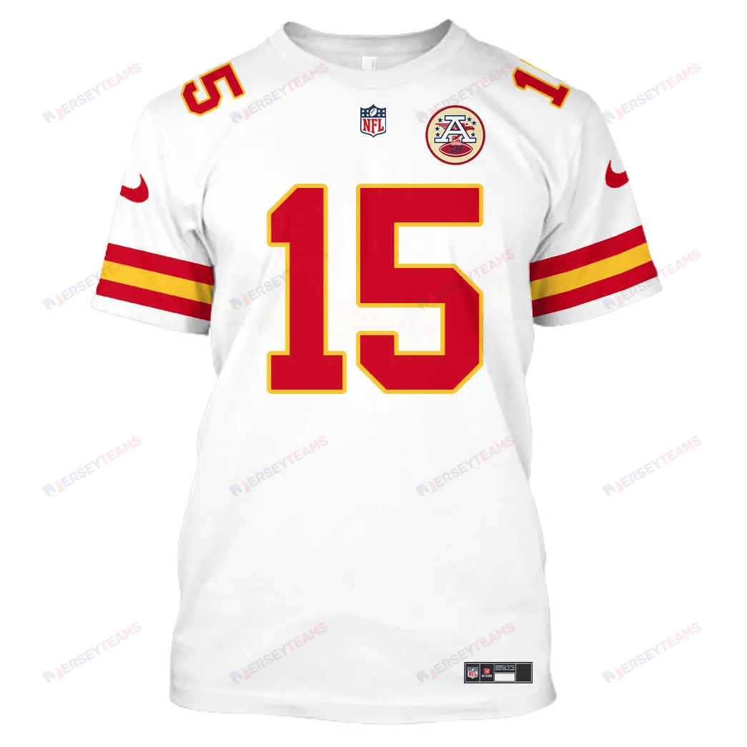 Patrick Mahomes 15 Kansas City Chiefs All Over Print T-shirt - White
