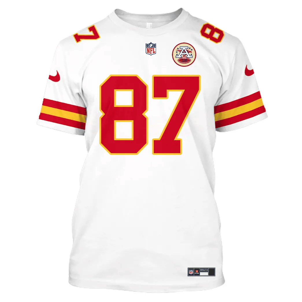 Travis Kelce 87 Kansas City Chiefs All Over Print T-shirt - White