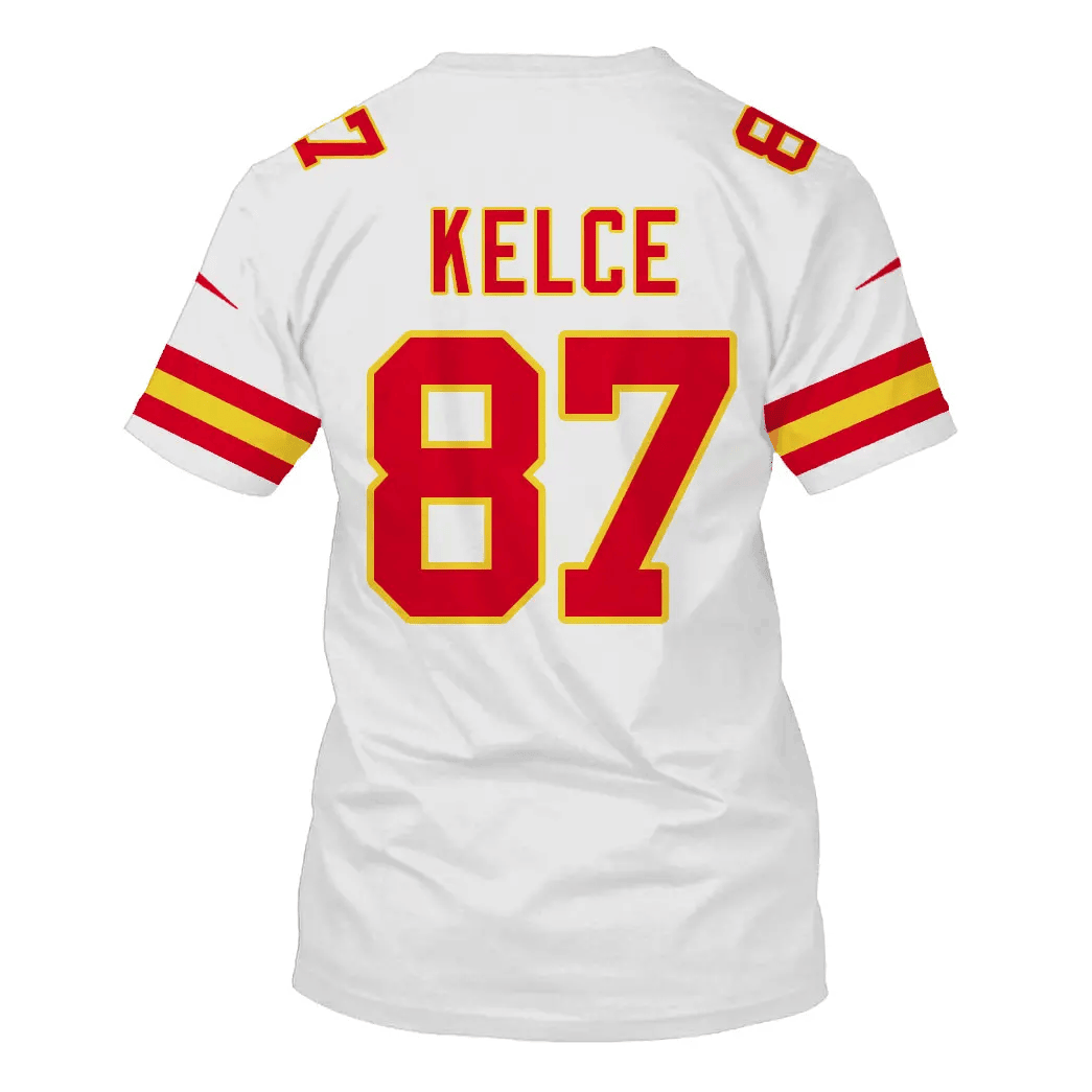 Travis Kelce 87 Kansas City Chiefs All Over Print T-shirt - White