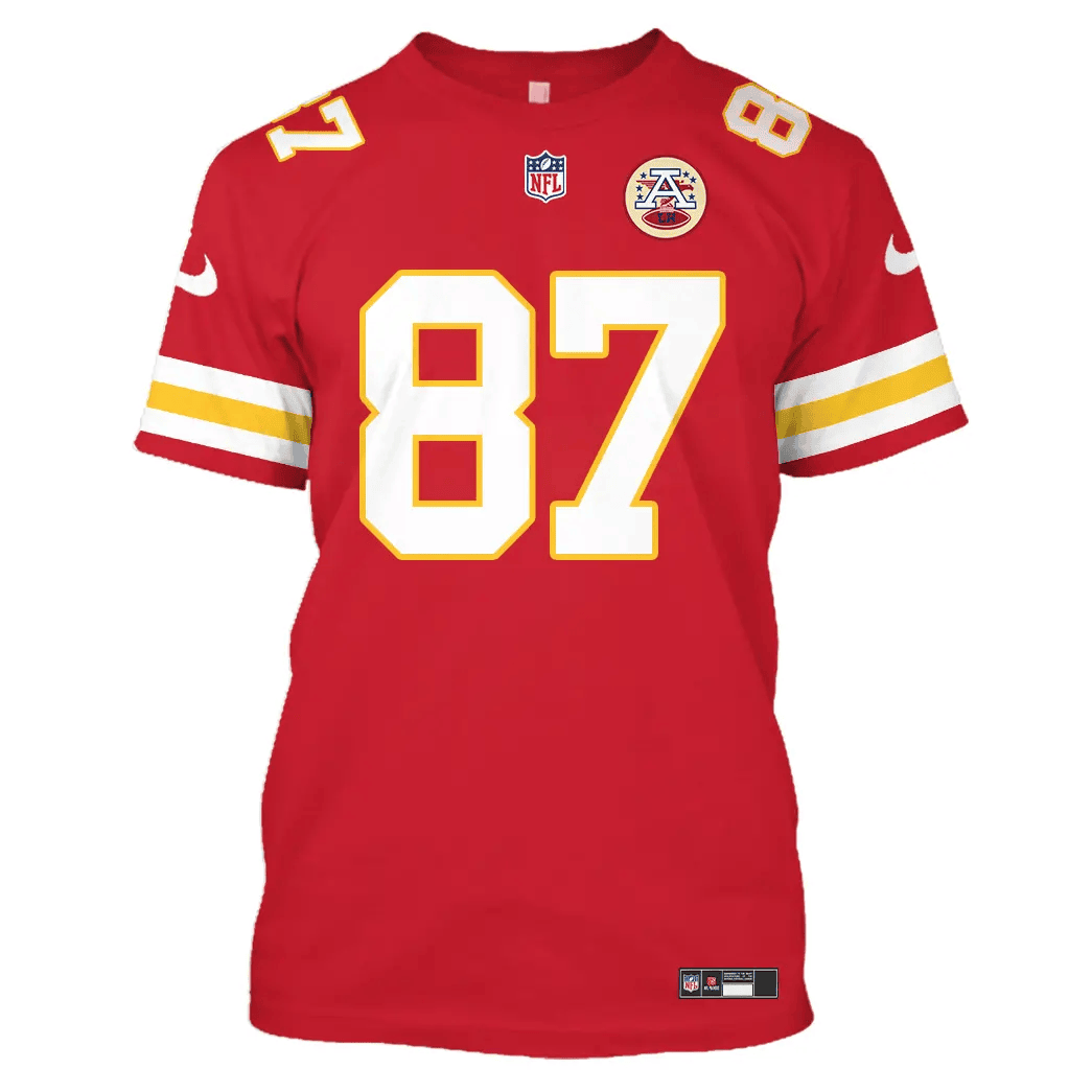 Travis Kelce 87 Kansas City Chiefs All Over Print T-shirt - Red