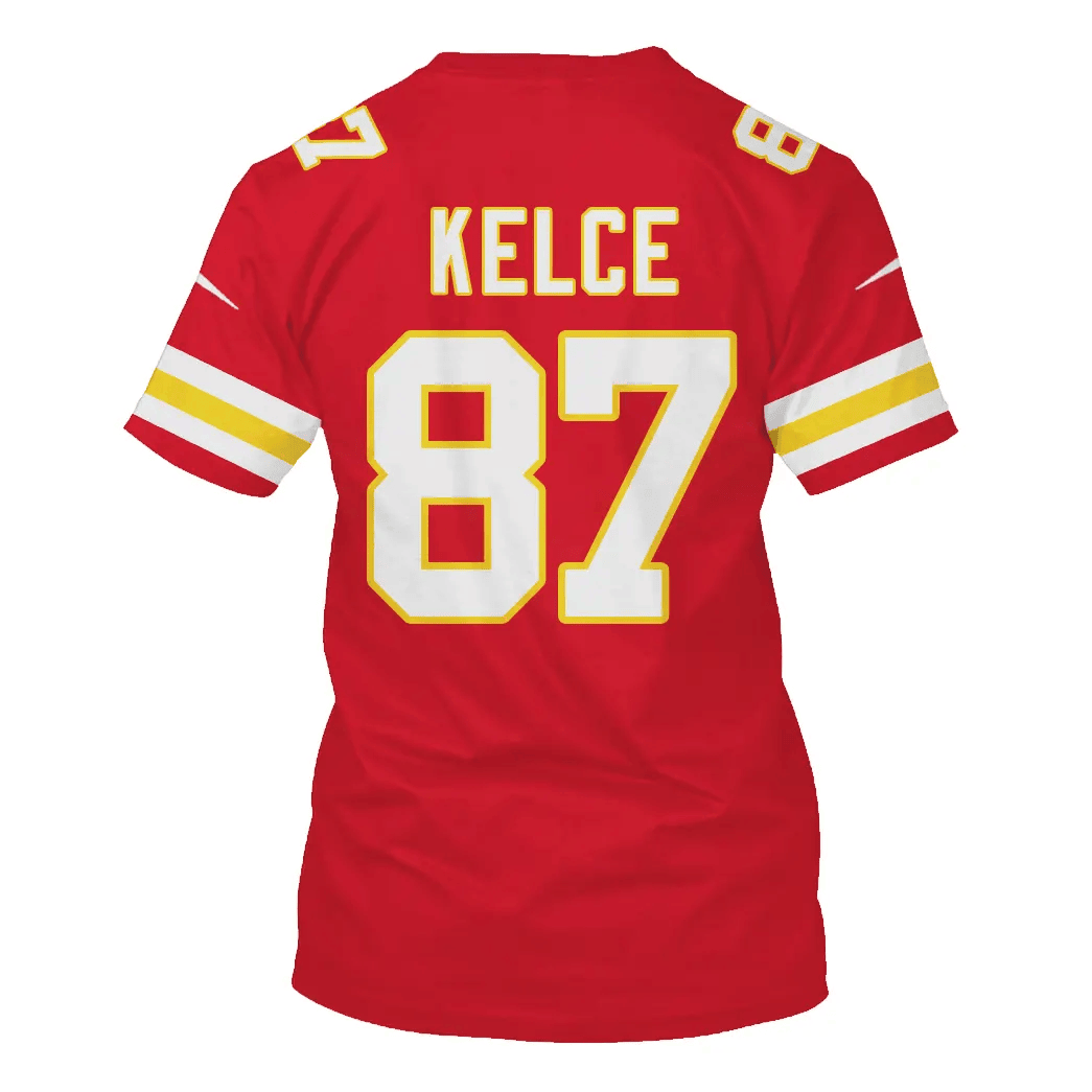 Travis Kelce 87 Kansas City Chiefs All Over Print T-shirt - Red