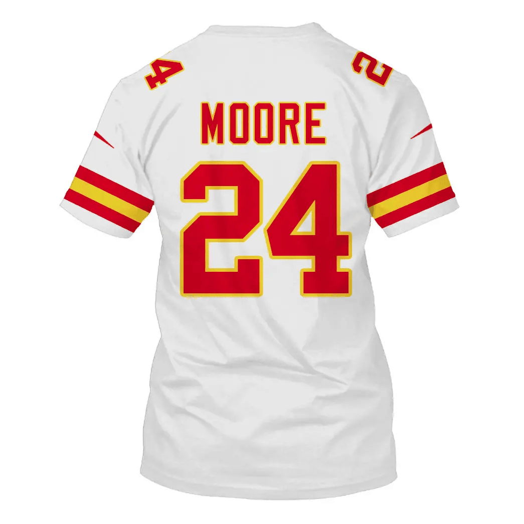 Skyy Moore 24 Kansas City Chiefs All Over Print T-shirt - White