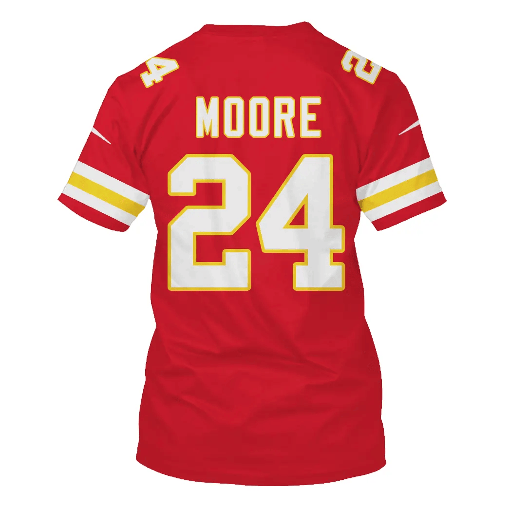Skyy Moore 24 Kansas City Chiefs All Over Print T-shirt - Red
