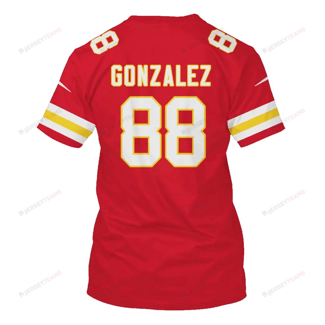 Tony Gonzalez 88 Kansas City Chiefs All Over Print T-shirt - Red