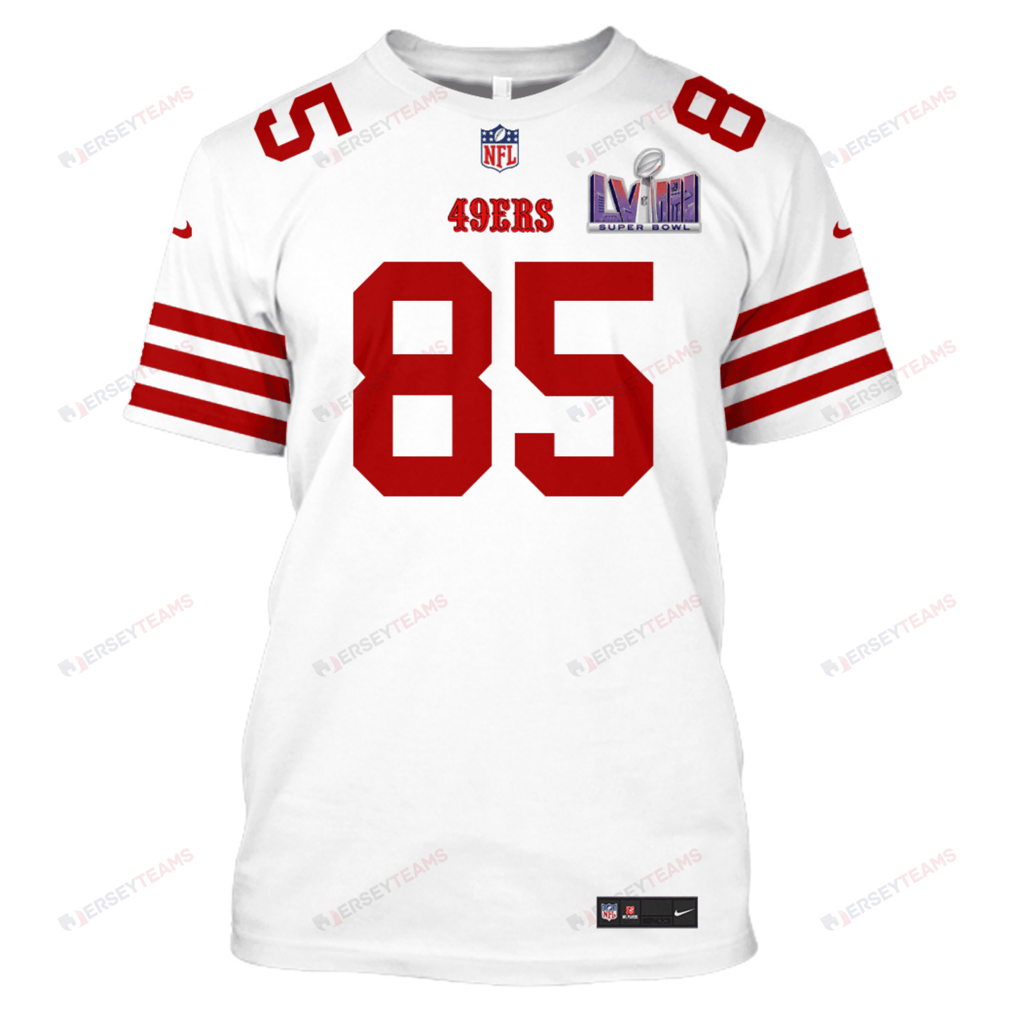 George Kittle 85 San Francisco 49ers Super Bowl LVIII All Over Print T-shirt - White