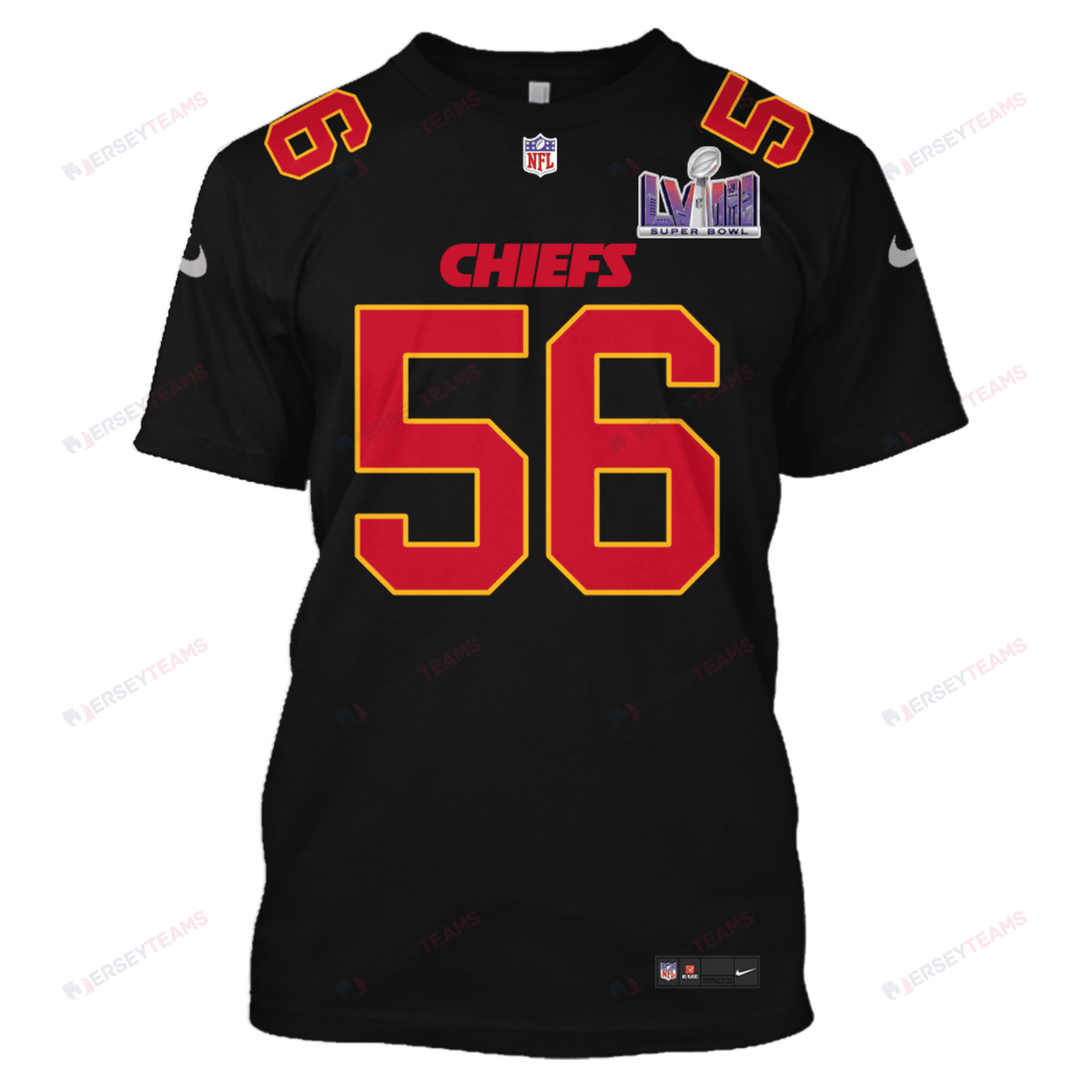 George Karlaftis 56 Kansas City Chiefs Super Bowl LVIII All Over Print T-shirt - Black
