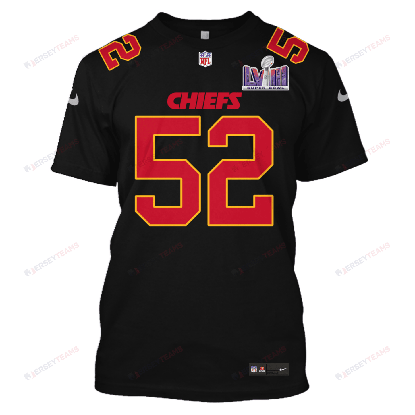 Creed Humphrey 52 Kansas City Chiefs Super Bowl LVIII All Over Print T-shirt - Black