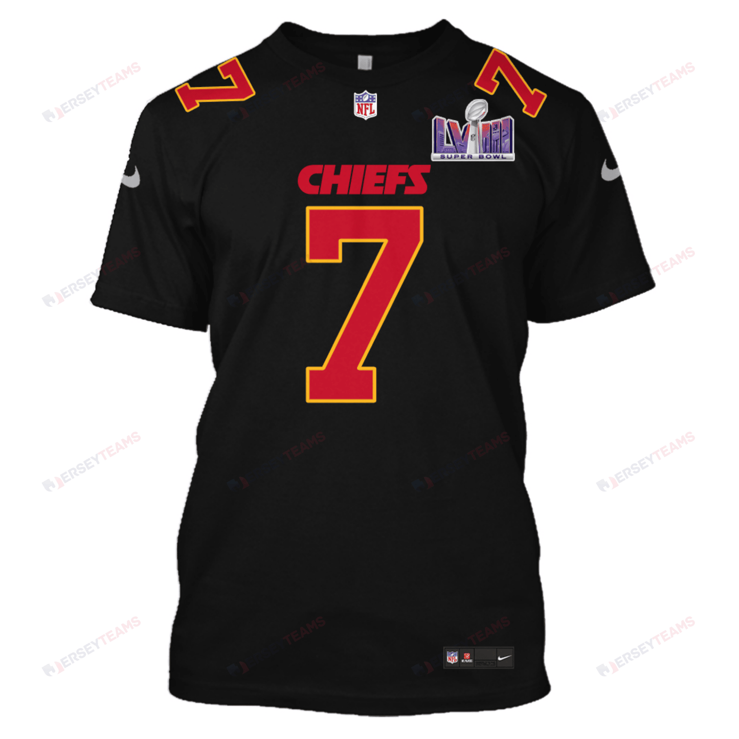 Harrison Butker 7 Kansas City Chiefs Super Bowl LVIII All Over Print T-shirt - Black