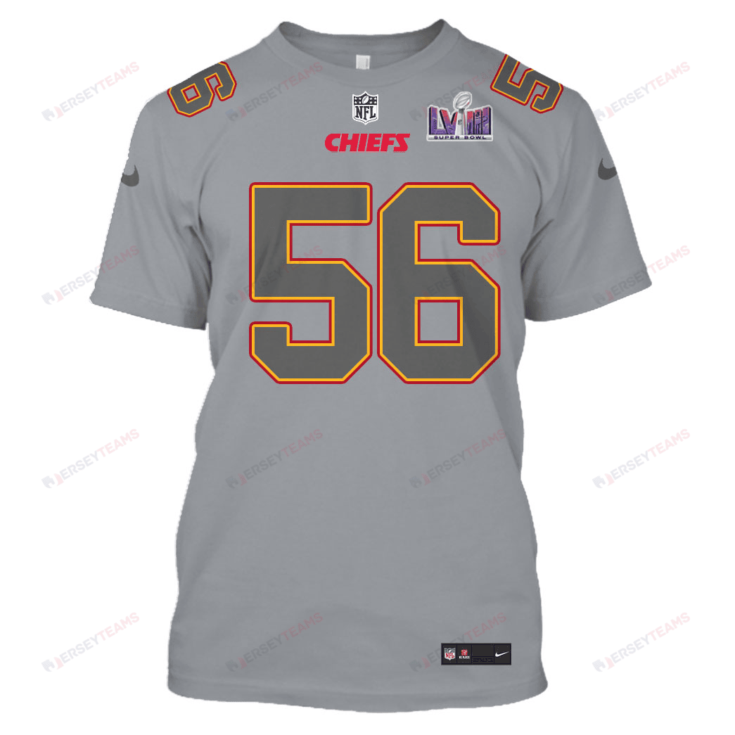 George Karlaftis 56 Kansas City Chiefs Super Bowl LVIII All Over Print T-shirt - Gray