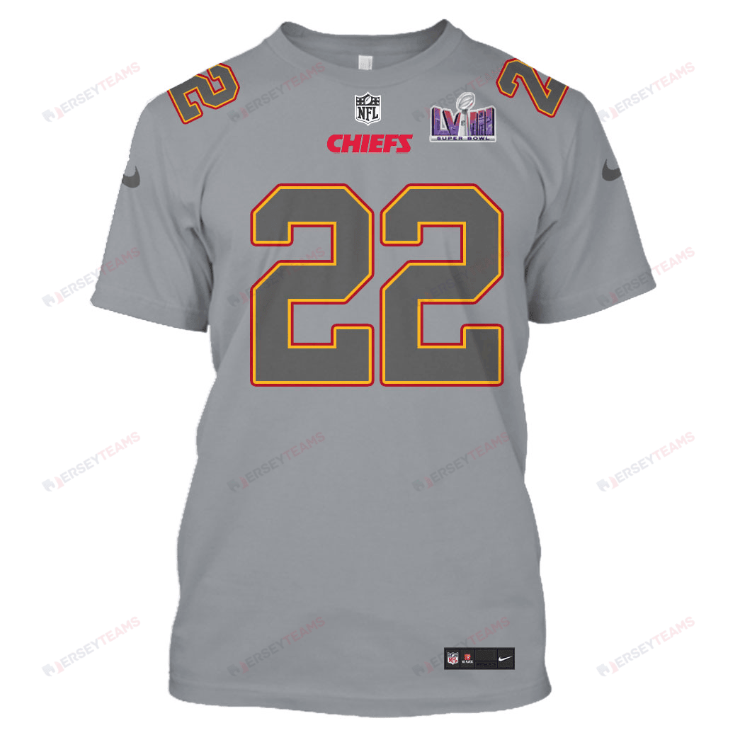 Trent McDuffie 22 Kansas City Chiefs Super Bowl LVIII All Over Print T-shirt - Gray