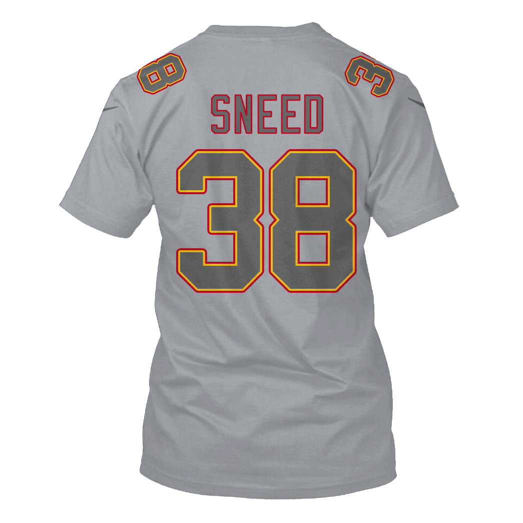 L'Jarius Sneed 38 Kansas City Chiefs Super Bowl LVIII All Over Print T-shirt - Gray