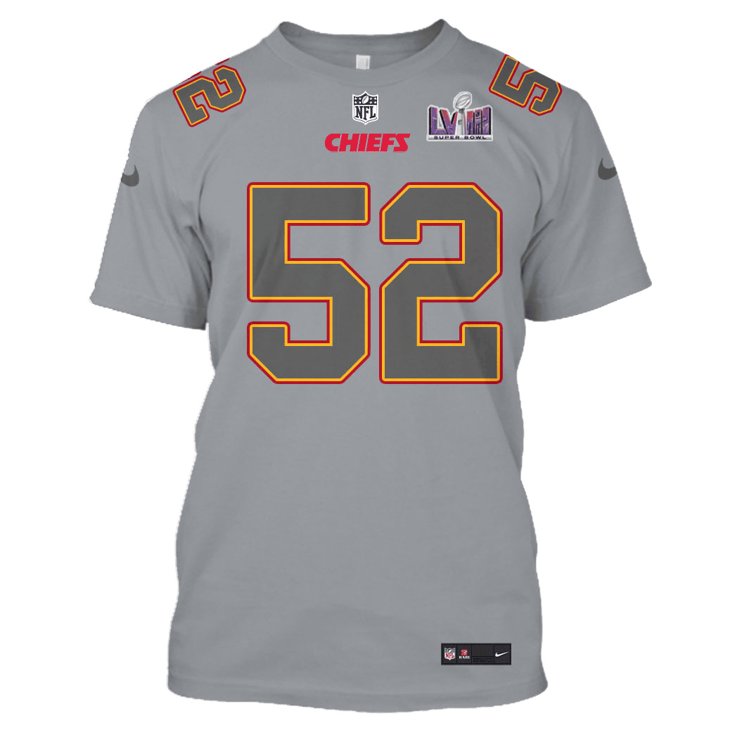 Creed Humphrey 52 Kansas City Chiefs Super Bowl LVIII All Over Print T-shirt - Gray