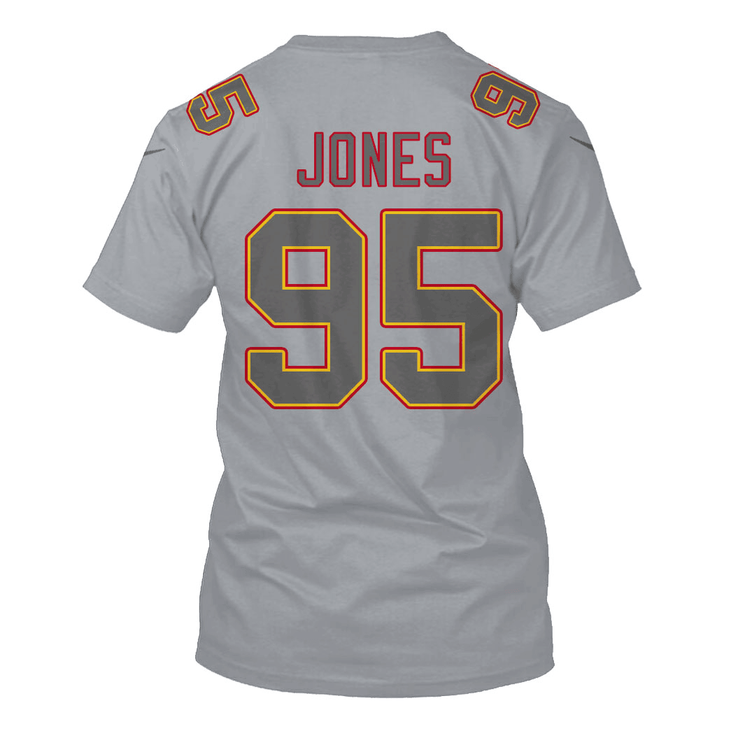 Chris Jones 95 Kansas City Chiefs Super Bowl LVIII All Over Print T-shirt - Gray