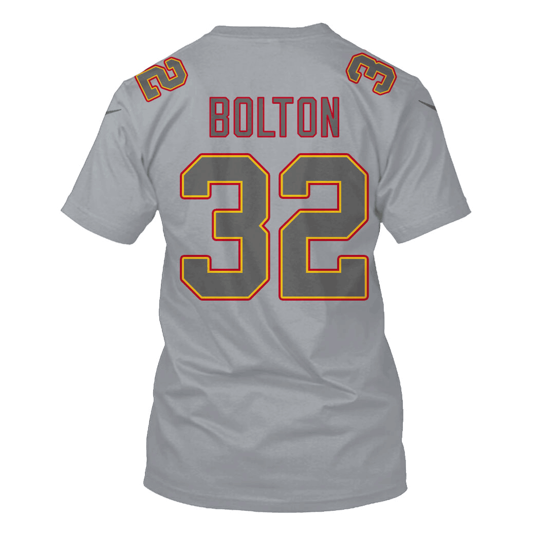 Nick Bolton 32 Kansas City Chiefs Super Bowl LVIII All Over Print T-shirt - Gray