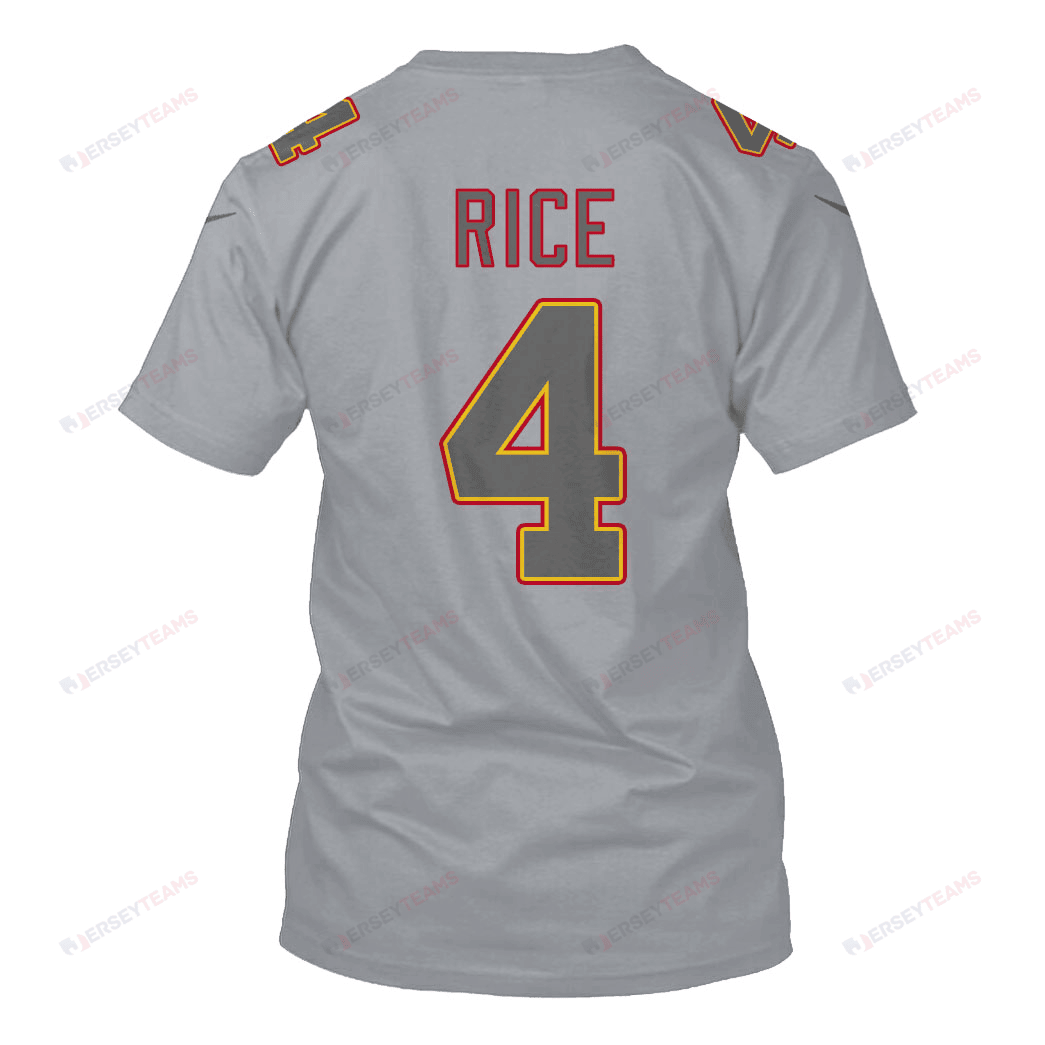 Rashee Rice 4 Kansas City Chiefs Super Bowl LVIII All Over Print T-shirt - Gray