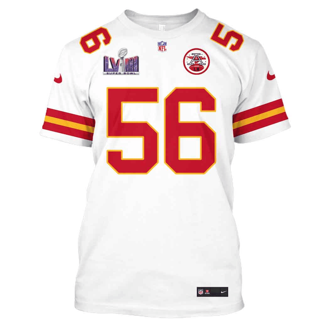 George Karlaftis 56 Kansas City Chiefs Super Bowl LVIII All Over Print T-shirt - White