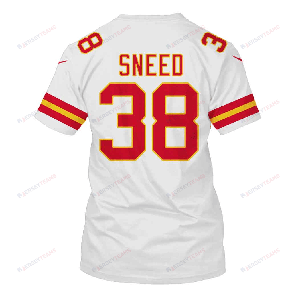 L'Jarius Sneed 38 Kansas City Chiefs Super Bowl LVIII All Over Print T-shirt - White