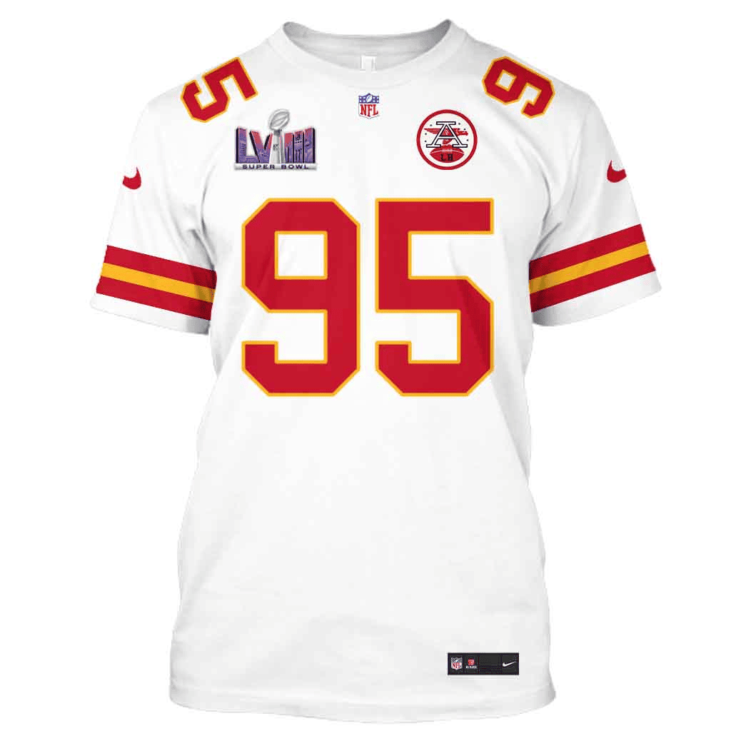 Chris Jones 95 Kansas City Chiefs Super Bowl LVIII All Over Print T-shirt - White