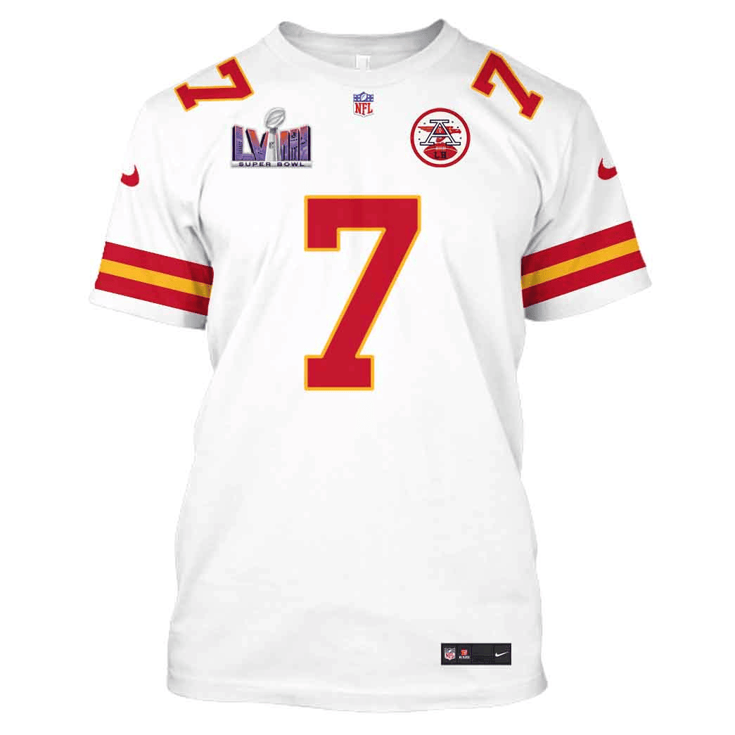 Harrison Butker 7 Kansas City Chiefs Super Bowl LVIII All Over Print T-shirt - White