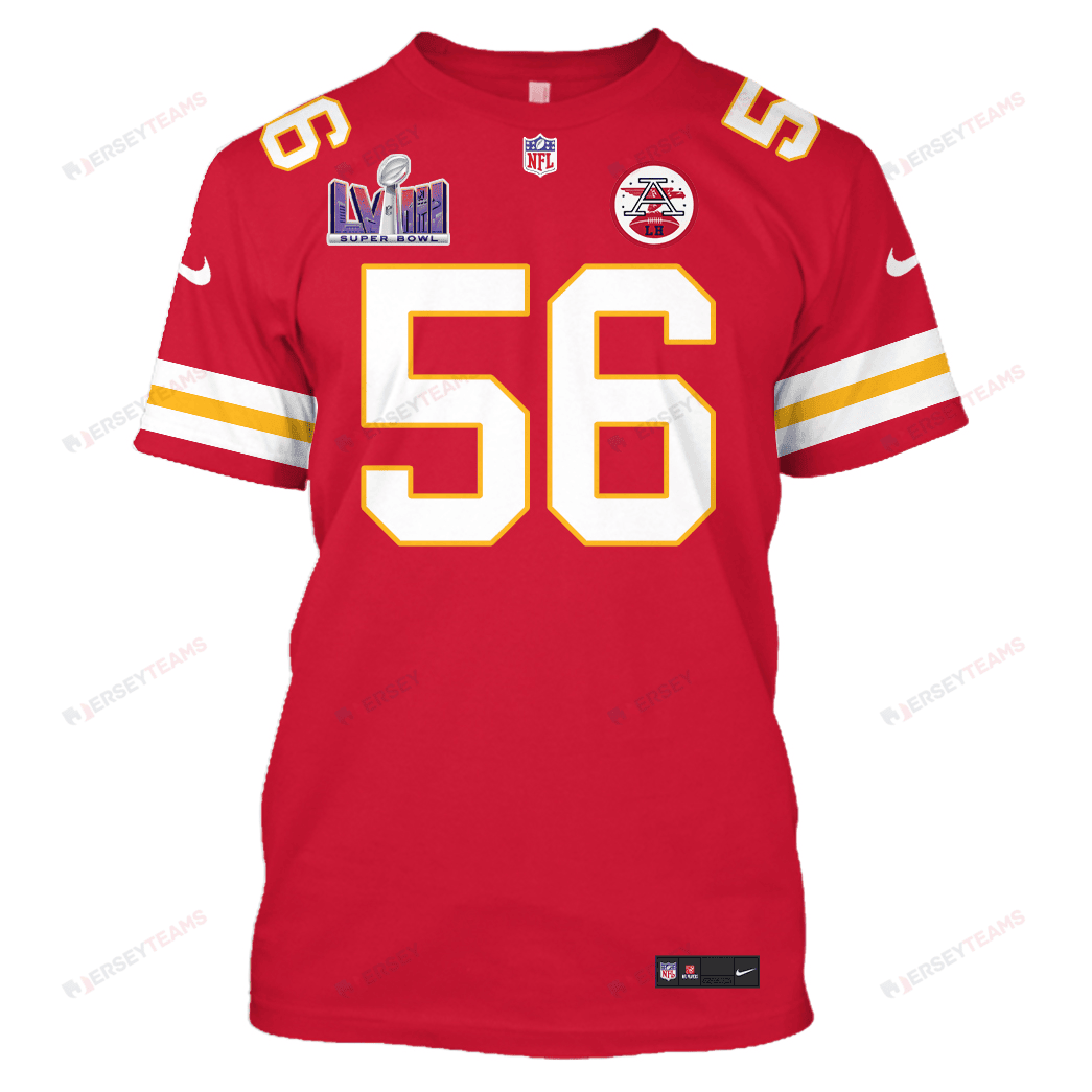 George Karlaftis 56 Kansas City Chiefs Super Bowl LVIII All Over Print T-shirt - Red