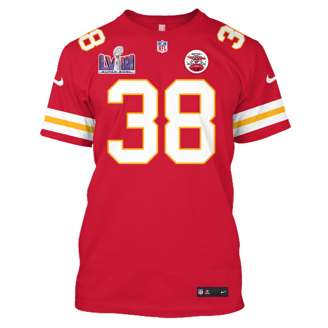 L'Jarius Sneed 38 Kansas City Chiefs Super Bowl LVIII All Over Print T-shirt - Red