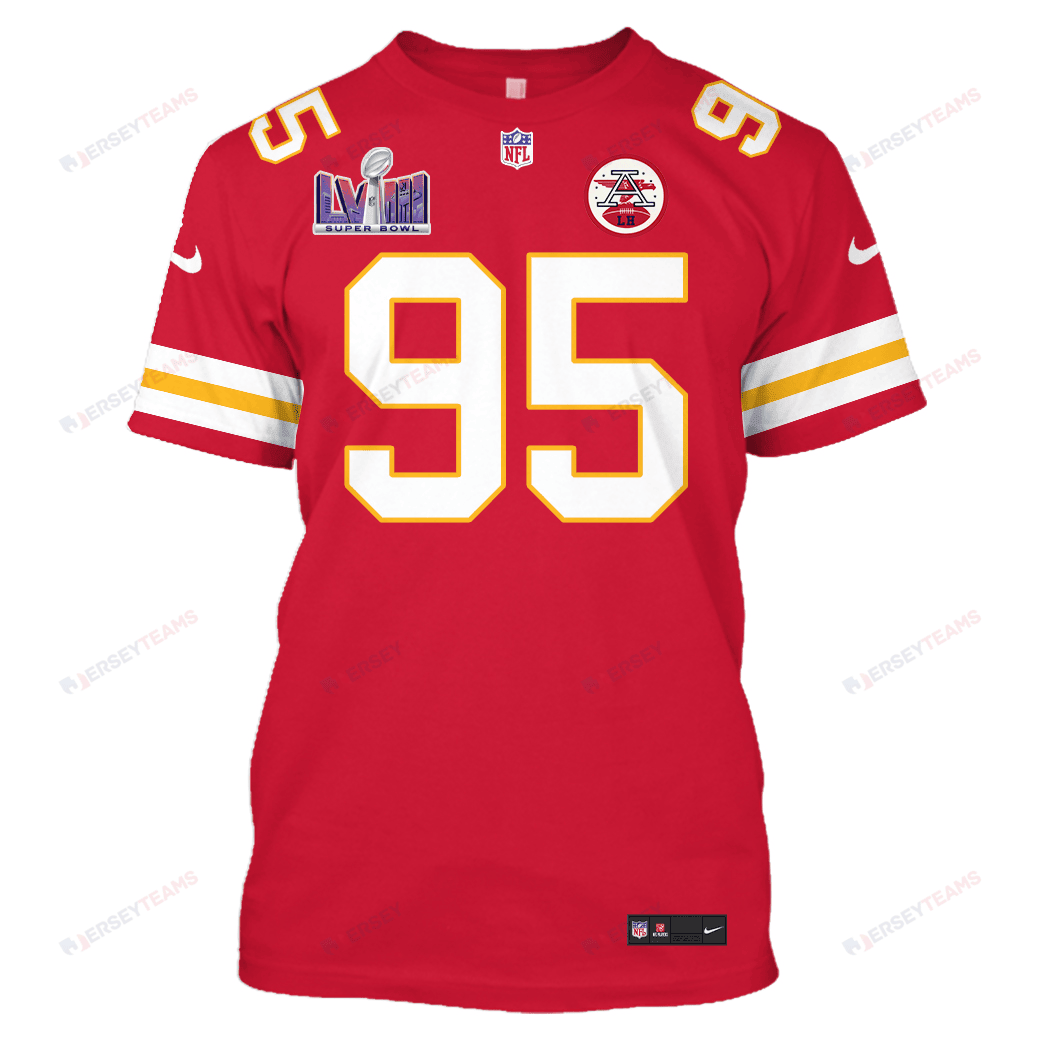 Chris Jones 95 Kansas City Chiefs Super Bowl LVIII All Over Print T-shirt - Red