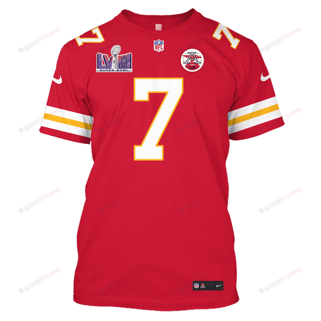Harrison Butker 7 Kansas City Chiefs Super Bowl LVIII All Over Print T-shirt - Red