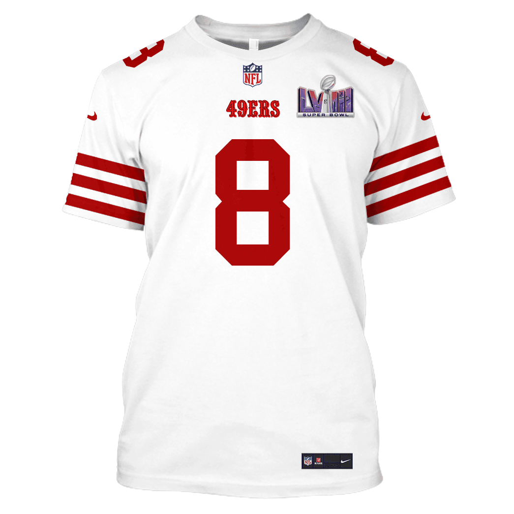 Steve Young 8 San Francisco 49ers Super Bowl LVIII All Over Print T-shirt - White