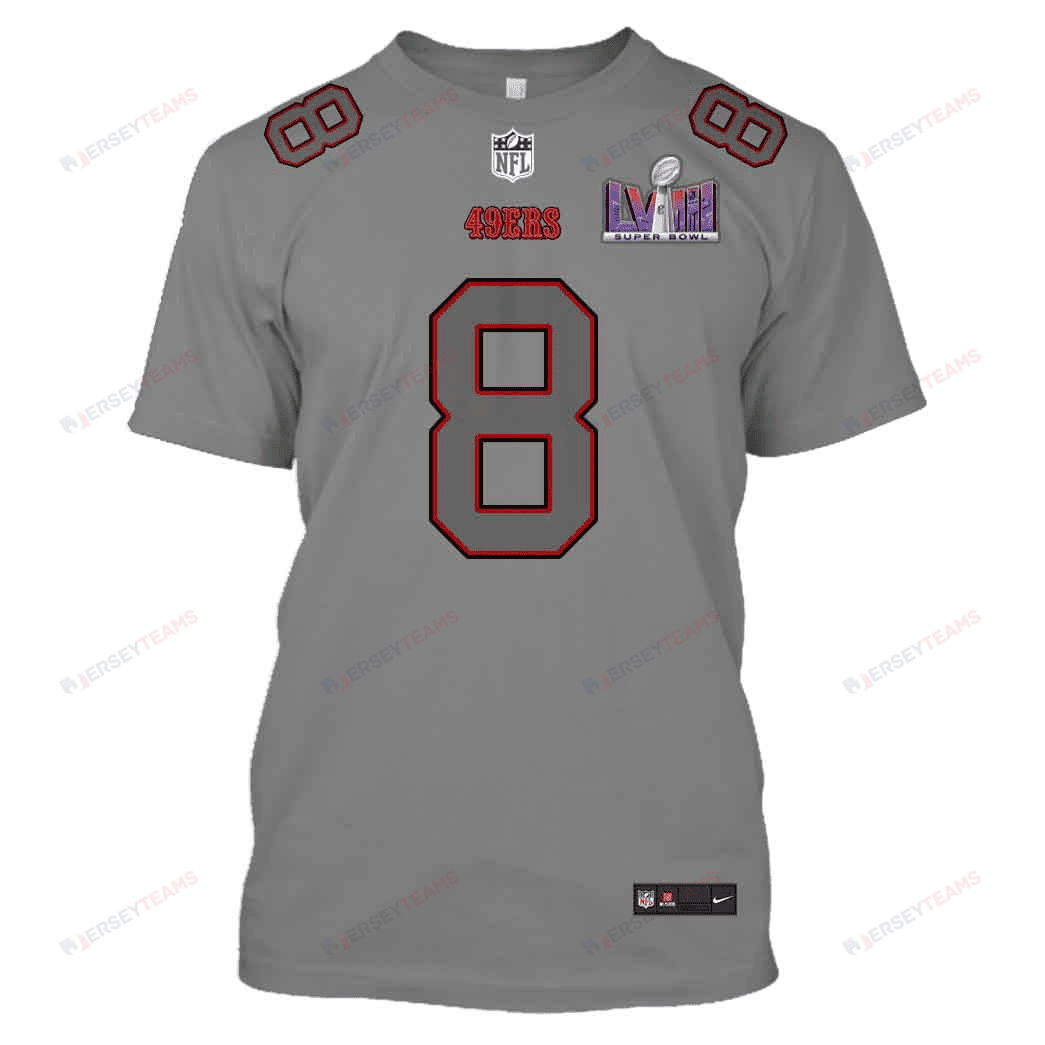 Steve Young 8 San Francisco 49ers Super Bowl LVIII All Over Print T-shirt - Gray