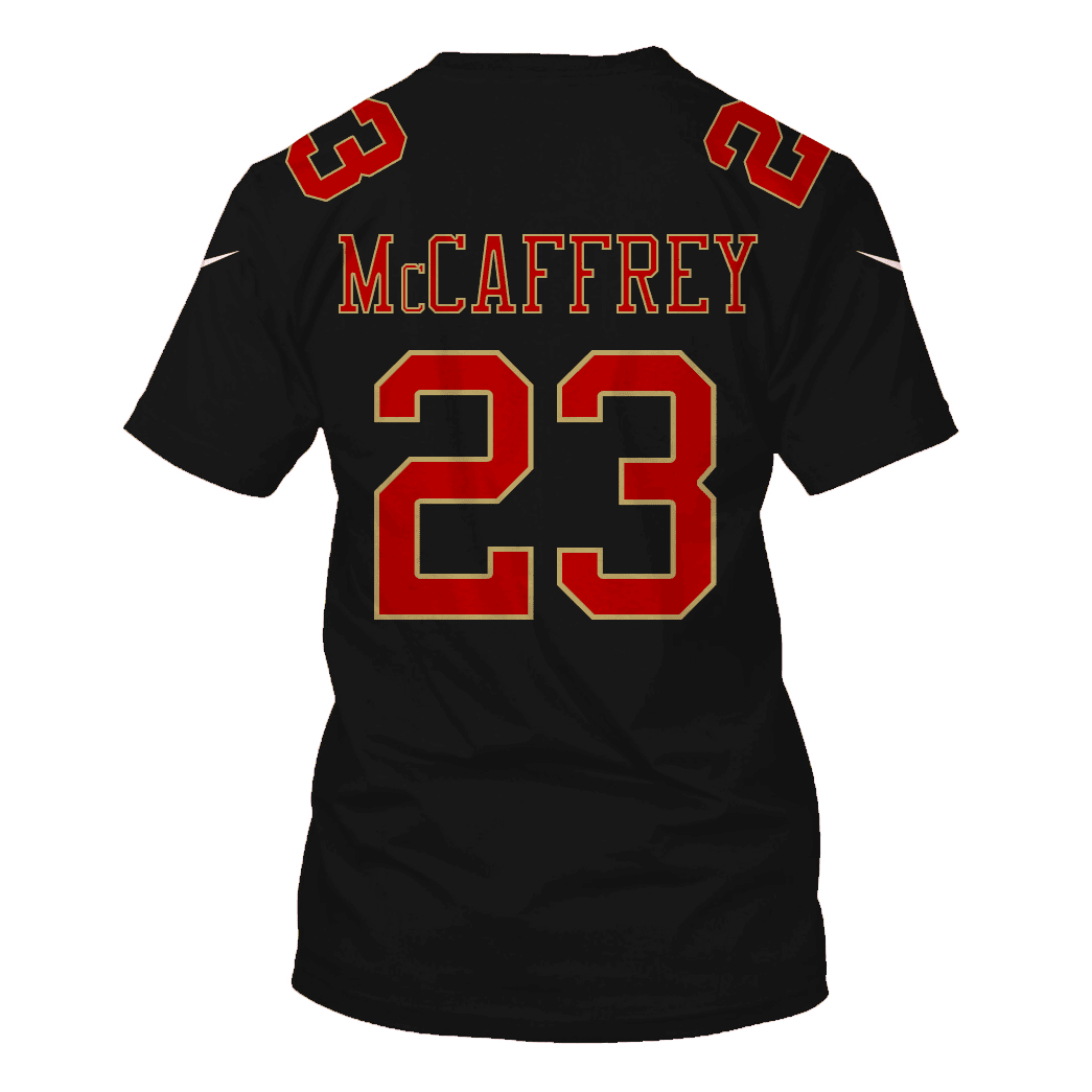 Christian McCaffrey 23 San Francisco 49ers Super Bowl LVIII Limited All Over Print T-shirt - Black