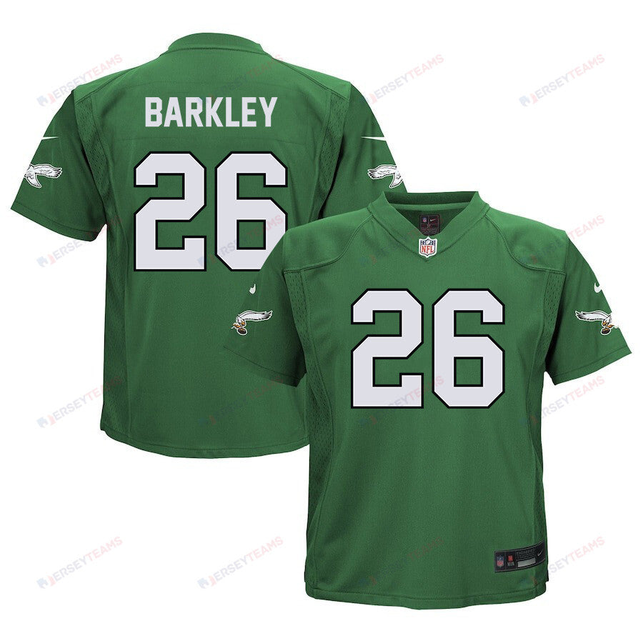 Saquon Barkley 26 Philadelphia Eagles Alternate Game YOUTH Jersey - Kelly Green