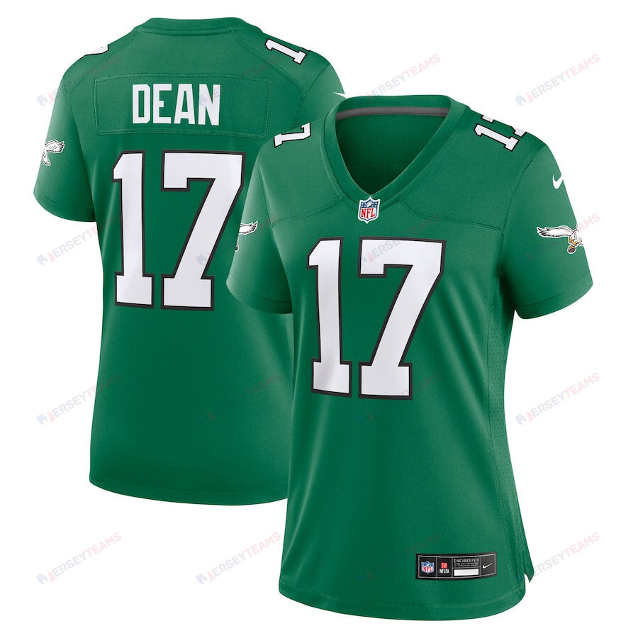 Nakobe Dean 17 Philadelphia Eagles Women's Alternate Game Jersey - Kelly Green