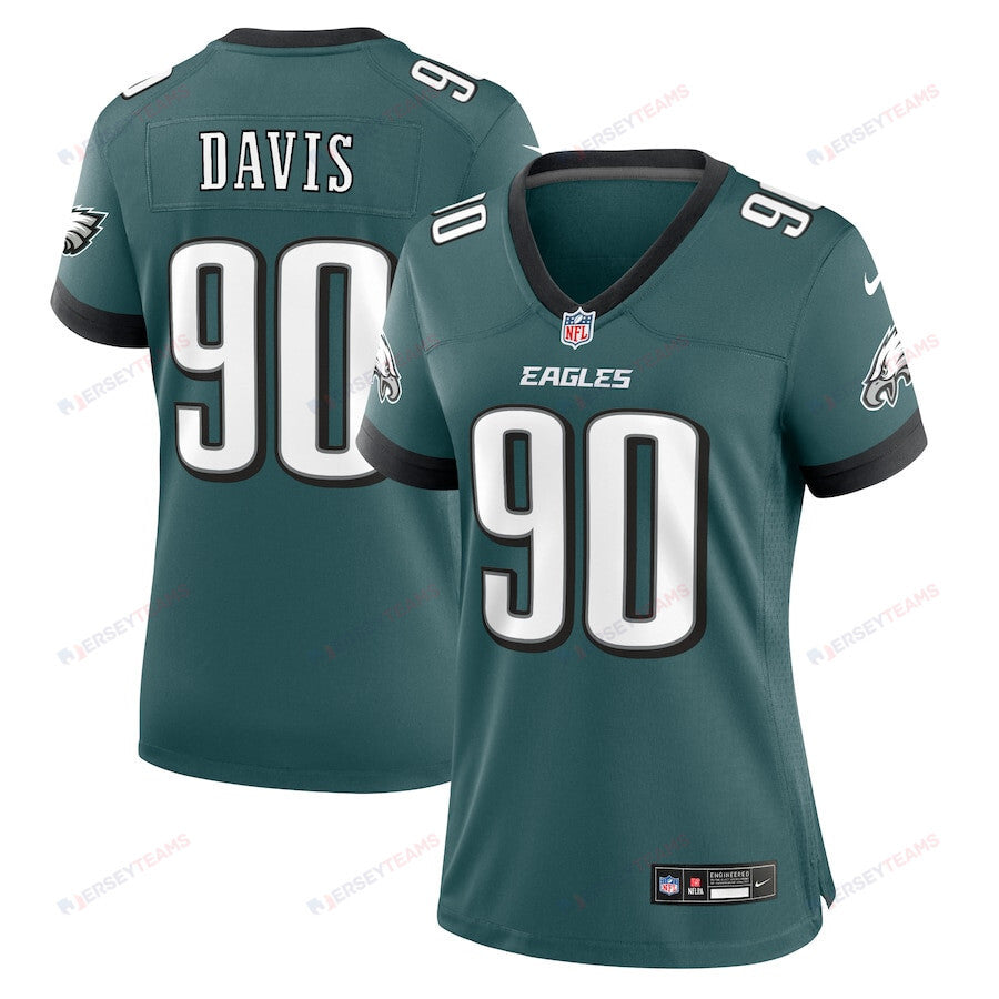 Jordan Davis 90 Philadelphia Eagles Women's Team Game Jersey - Midnight Green