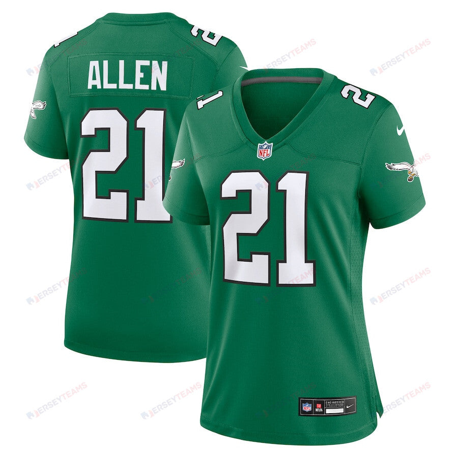 Eric Allen 21 Philadelphia Eagles Women's Alternate Game Jersey - Kelly Green