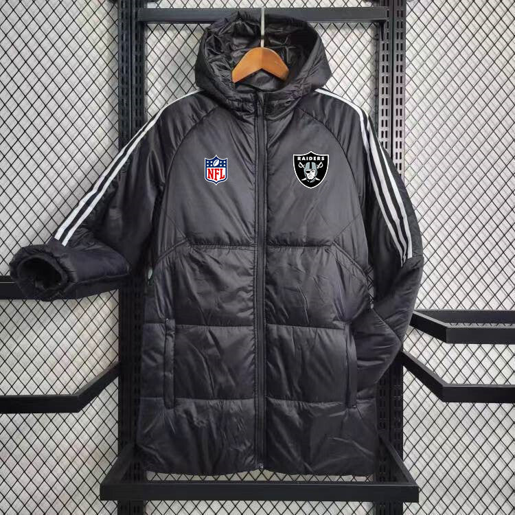Los Angeles Chargers White Stripe Coat Down Jacket - Black