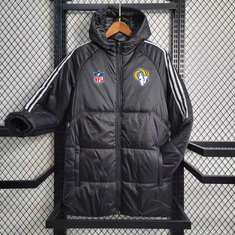 Los Angeles Rams White Stripe Coat Down Jacket - Black
