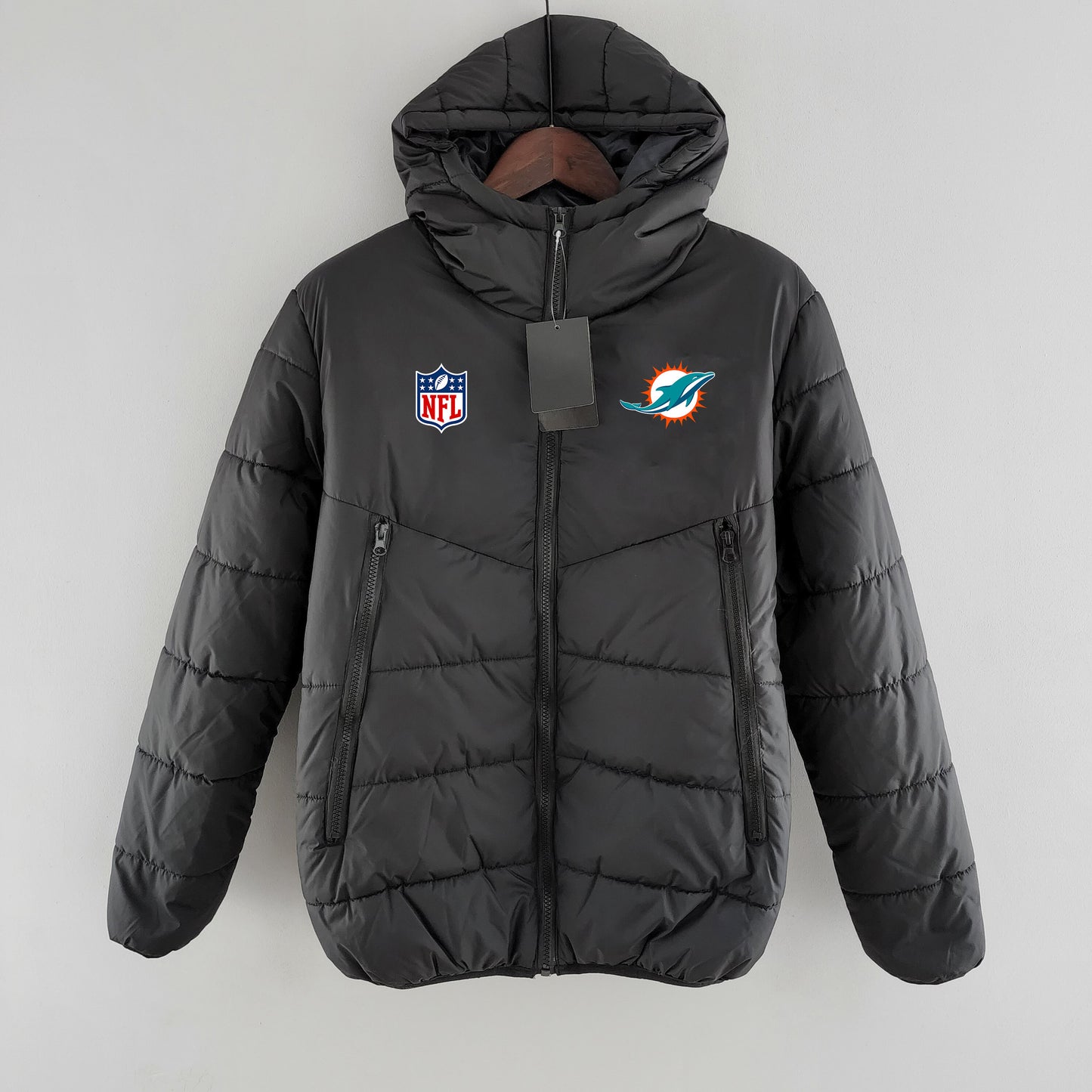 Miami Dolphins Hooded Coat Down Jacket - Black