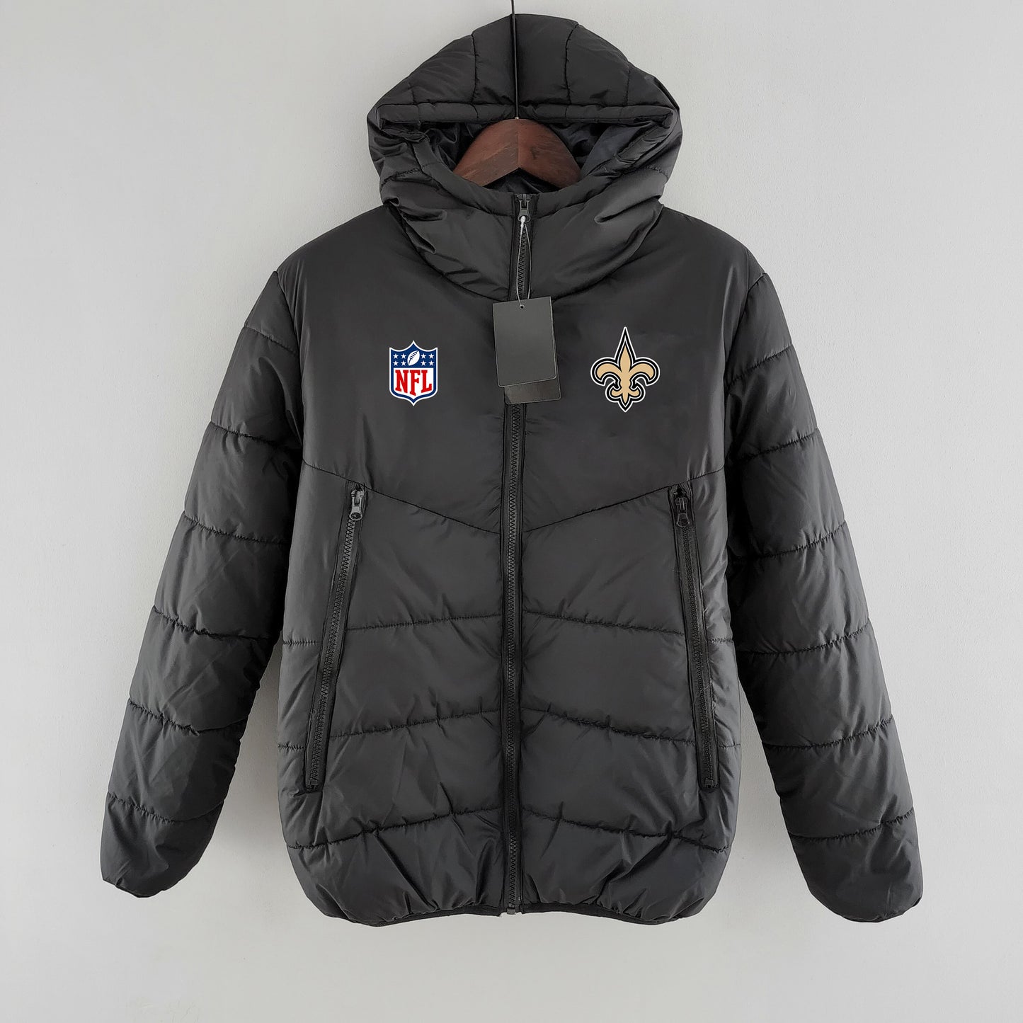 New Orleans Saints Hooded Coat Down Jacket - Black